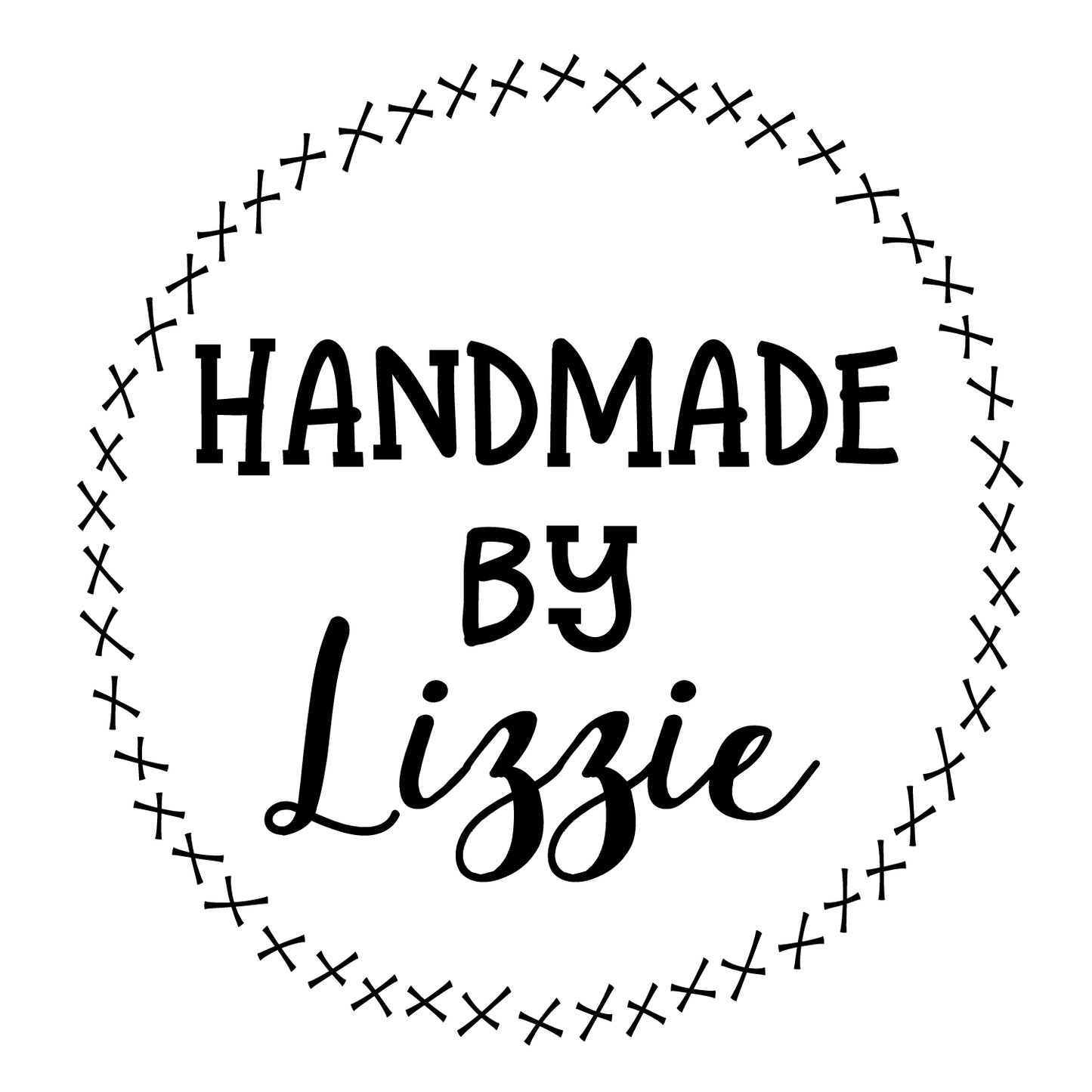 Personalised Laser Cut Rubber Stamp - Handmade By: Cross Stitch