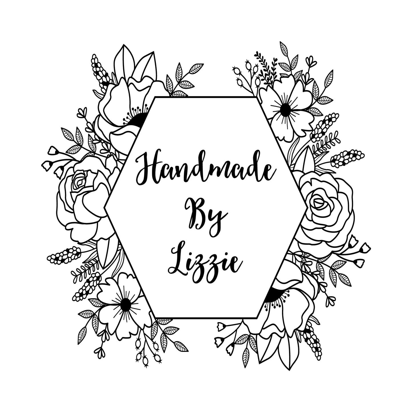 Personalised Laser Rubber Stamps - Handmade By: Flower Hexagon
