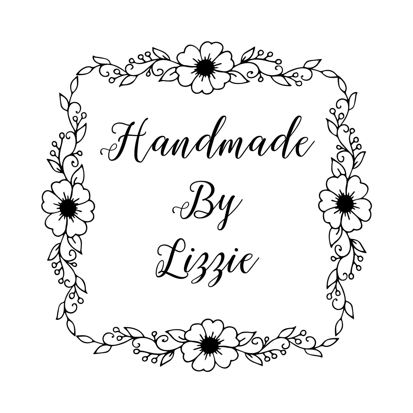 Personalised Laser Rubber Stamps - Handmade By: Square Flower Frame