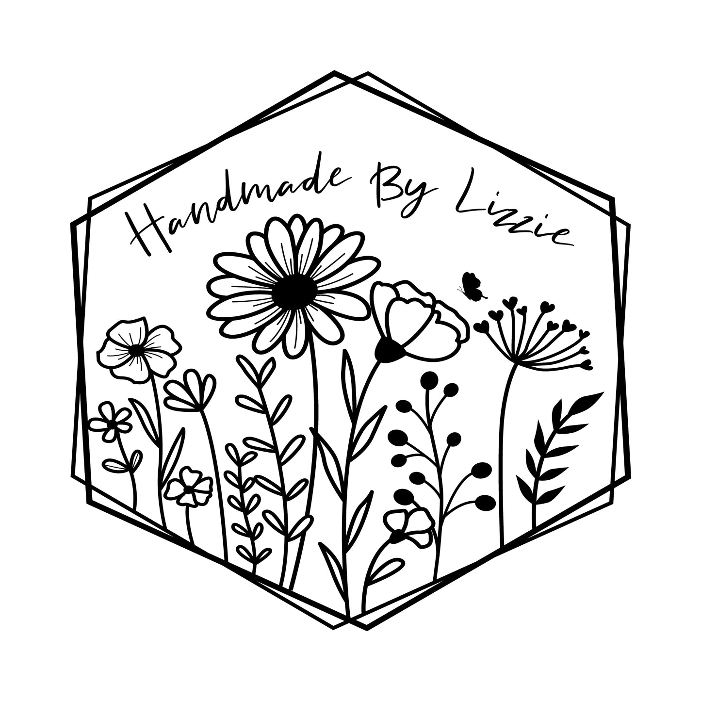 Personalised Laser Rubber Stamps - Handmade By: Flower Hexagon (Design 3)