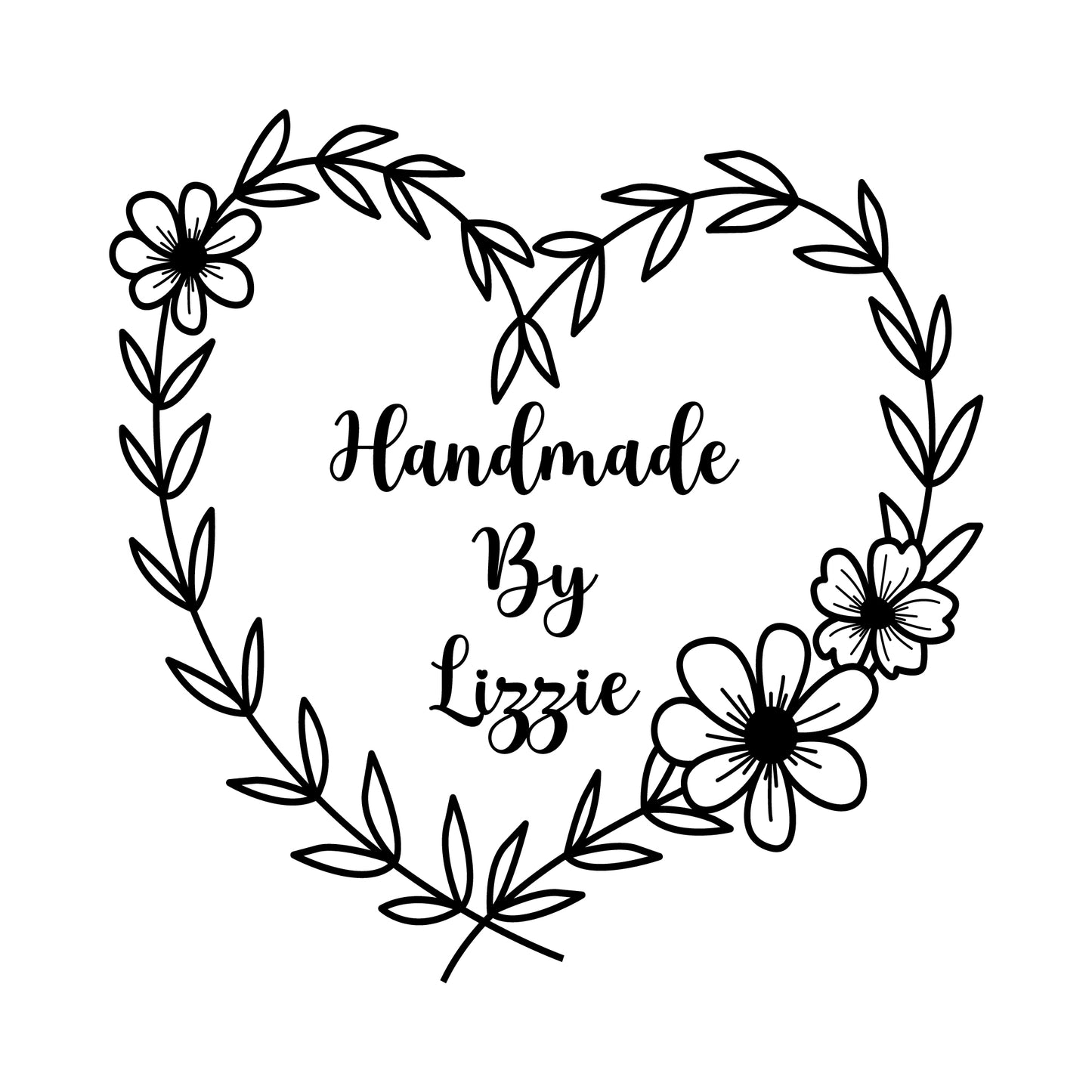 Personalised Laser Rubber Stamps - Handmade By: Heart Flowers (Design 2)