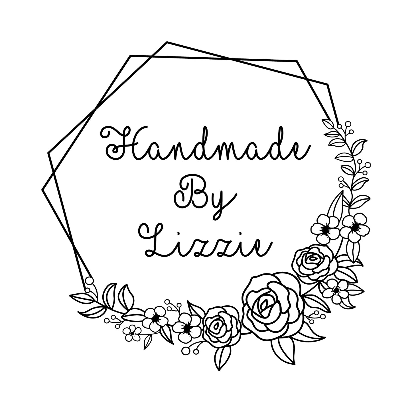 Personalised Laser Rubber Stamps - Handmade By: Flower Hexagon (Design 2)