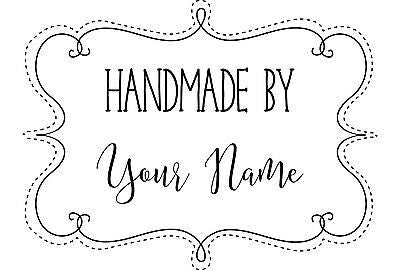 Personalised Laser Cut Rubber Stamp - Handmade By: Stitched Swirl Frame