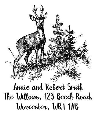 Address Deer - Personalised Laser Cut Rubber Stamp