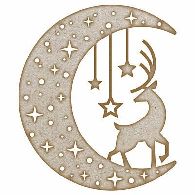 Stag Moon Gazing MDF Laser Cut Craft Blanks in Various Sizes