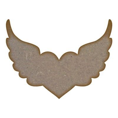 Heart with Wings MDF Laser Cut Craft Blanks in Various Sizes