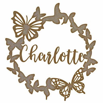 Personalised Butterfly Wreath Name MDF Laser Cut Craft Blanks in Various Sizes