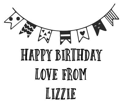 Birthday Bunting - Personalised Laser Cut Rubber Stamp
