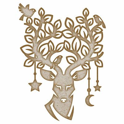 Stag with Ornate Antlers MDF Laser Cut Craft Blanks in Various Sizes