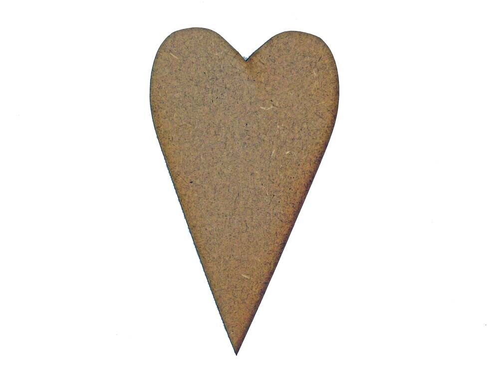 Tall Heart MDF Laser Cut Craft Blanks in Various Sizes