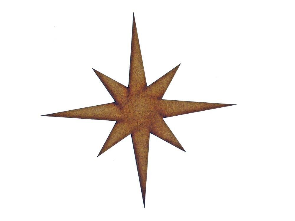 8 Pointed Star MDF Laser Cut Craft Blanks in Various Sizes