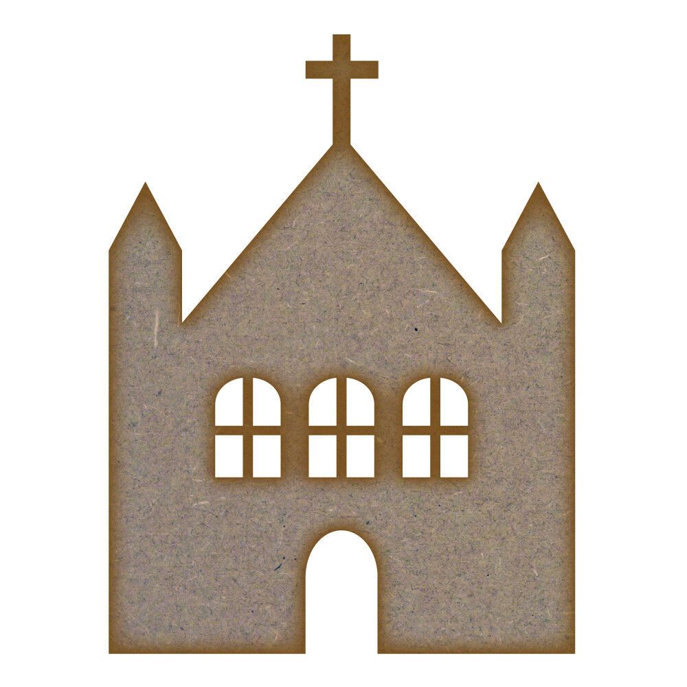 Church (Design 1) - MDF Laser Cut Craft Blanks in Various Sizes