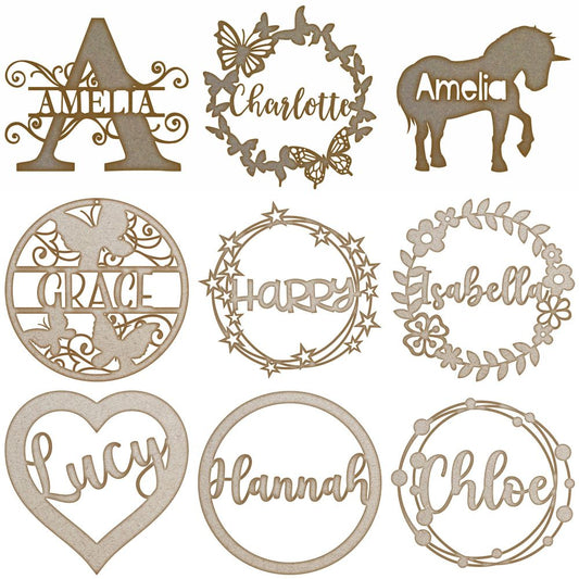 Flower Wreath Personalised MDF Laser Cut Craft Blanks