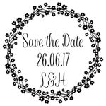 Personalised Laser Rubber Stamp - Save the Date: Daisy Flower Wreath
