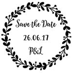 Personalised Laser Rubber Stamp - Save the Date: Leaf Wreath
