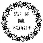 Personalised Laser Rubber Stamp - Save the Date: Flower Wreath