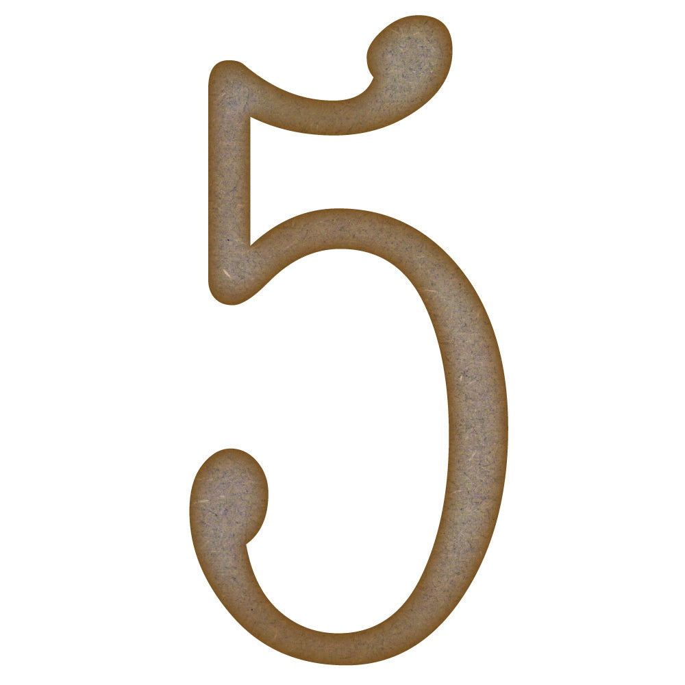 Number 5 MDF Laser Cut Craft Blanks in Various Sizes (mm x 90mm)