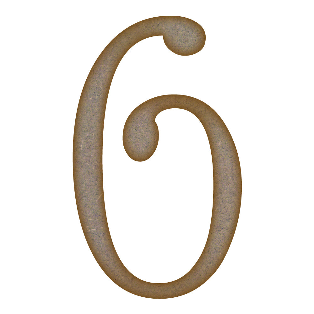 Number 6 MDF Laser Cut Craft Blanks in Various Sizes (mm x 90mm)