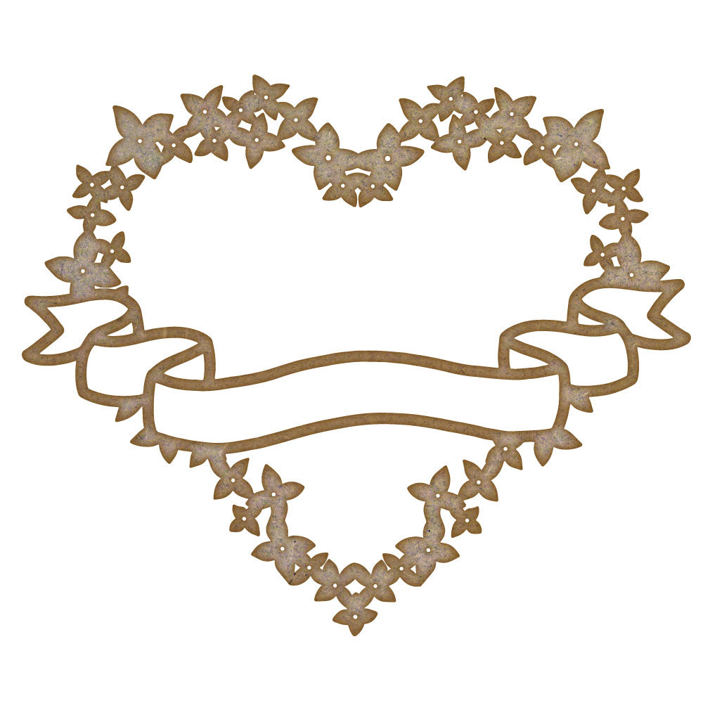 Banner Heart Frame MDF Laser Cut Craft Blanks in Various Sizes