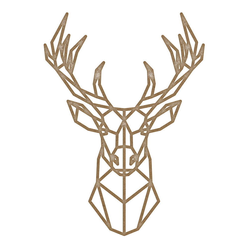 Geometric Stag Head (Design 1) MDF Laser Cut Craft Blanks in Various Sizes