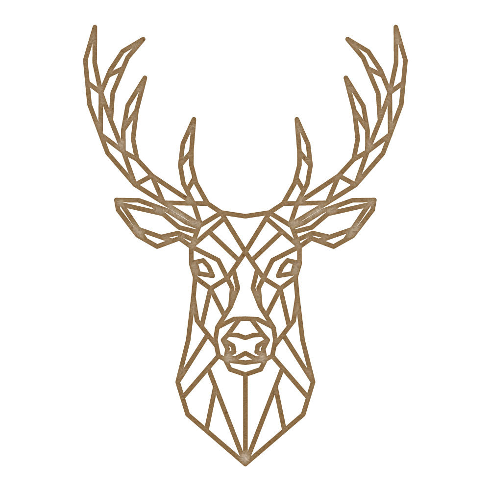 Geometric Stag Head (Design 2) MDF Laser Cut Craft Blanks in Various Sizes