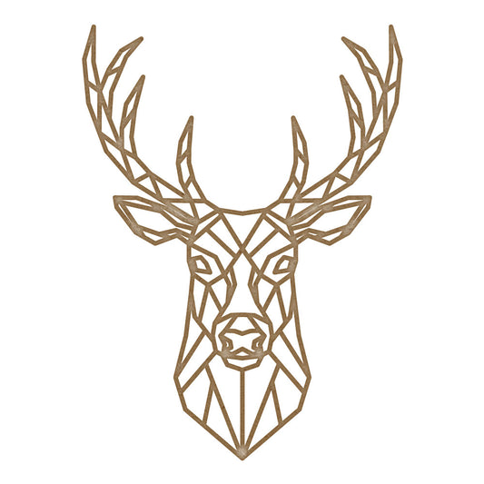 Geometric Stag Head (Design 2) MDF Laser Cut Craft Blanks in Various Sizes