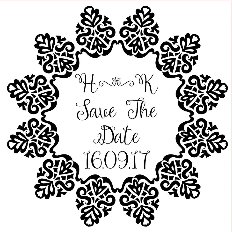 Personalised Laser Rubber Stamp - Save the Date: Ornate