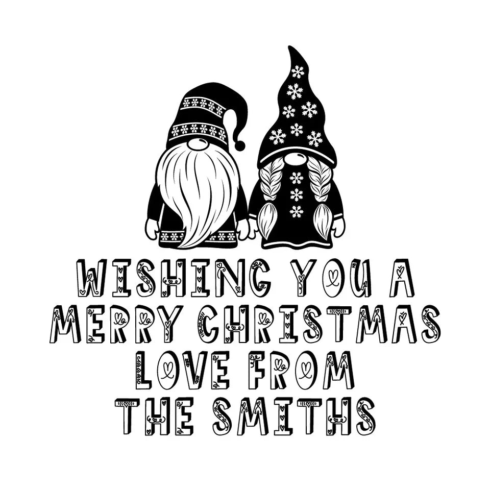 Personalised Laser Rubber Stamps - Christmas: Gnome Couple