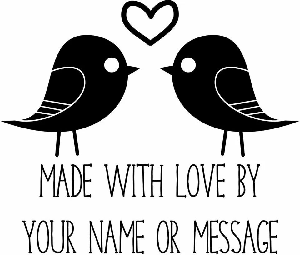 Personalised Laser Cut Rubber Stamp - Handmade By: Love Birds