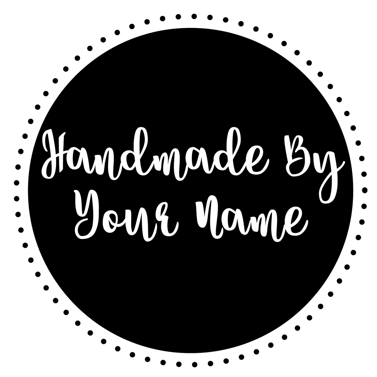 Personalised Laser Cut Rubber Stamp - Handmade By: Dotted Circle