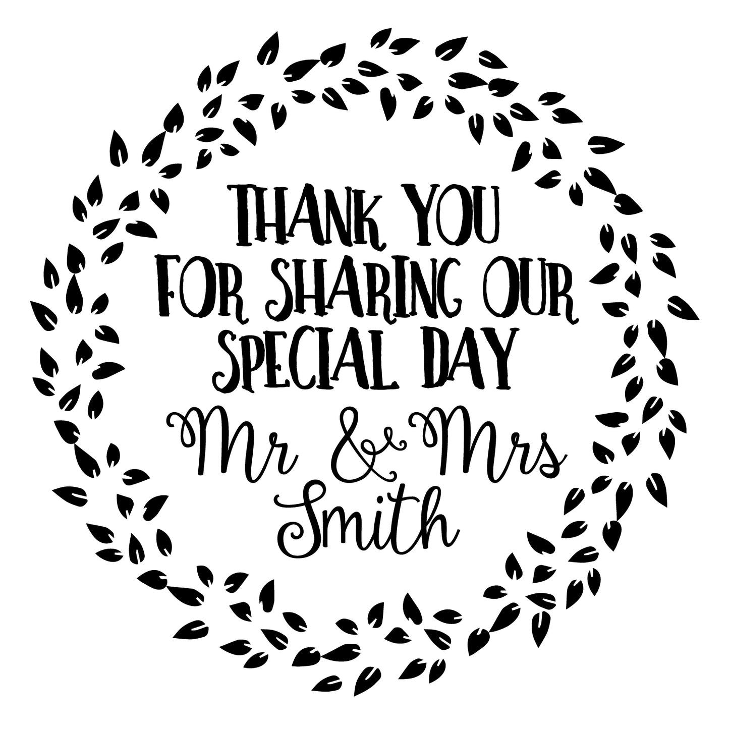 Personalised Laser Rubber Stamp - Wedding Favour: Scattered Leaves