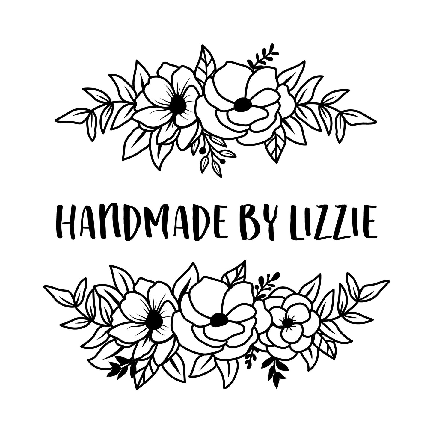 Personalised Laser Rubber Stamps - Handmade By: Flower Border