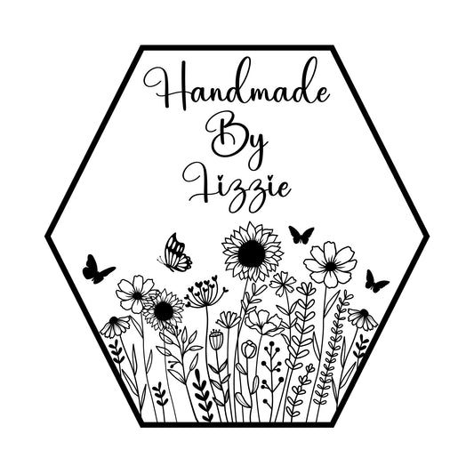 Personalised Laser Rubber Stamps - Handmade By: Flower Hexagon (Design 2)