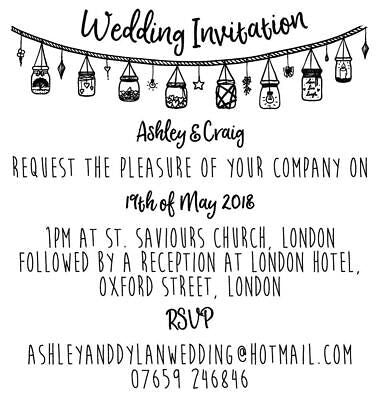 Wedding Invitation: Jar Bunting - Personalised Laser Cut Rubber Stamp - 65x69mm