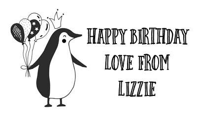 Birthday Penguin - Personalised Laser Cut Rubber Stamp