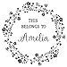 Personalised Laser Rubber Stamp - This Belongs To: Flower Wreath