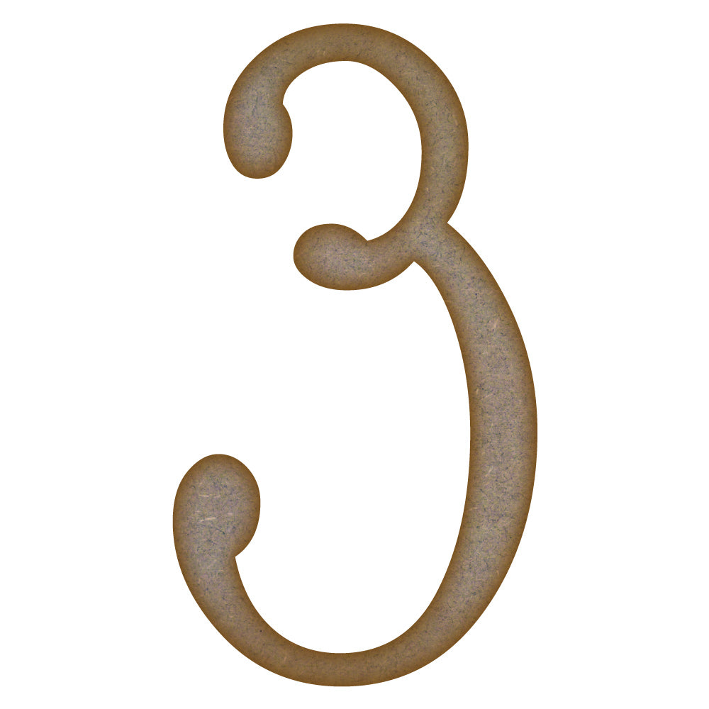 Number 3 MDF Laser Cut Craft Blanks in Various Sizes (mm x 90mm)