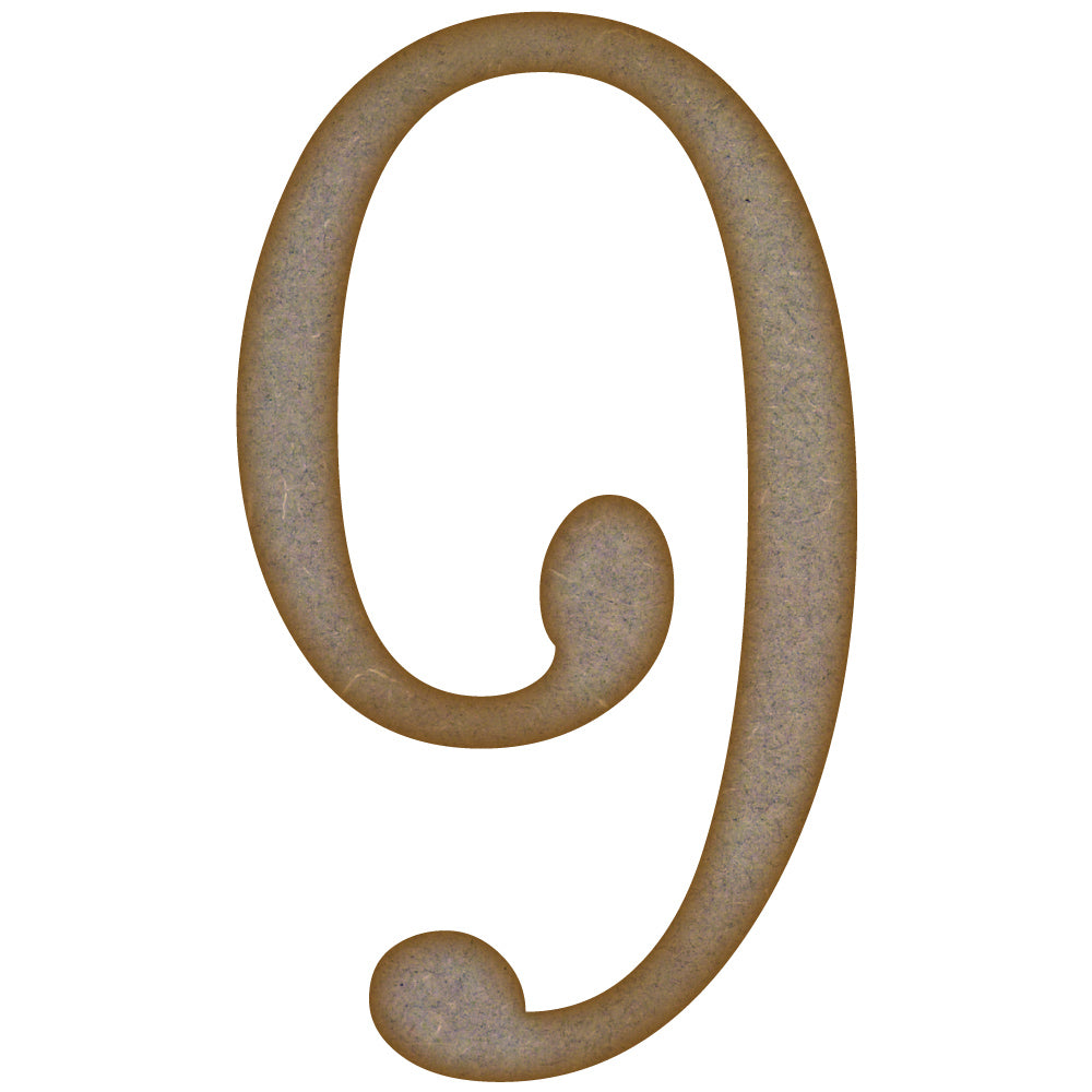Number 9 MDF Laser Cut Craft Blanks in Various Sizes (mm x 90mm)