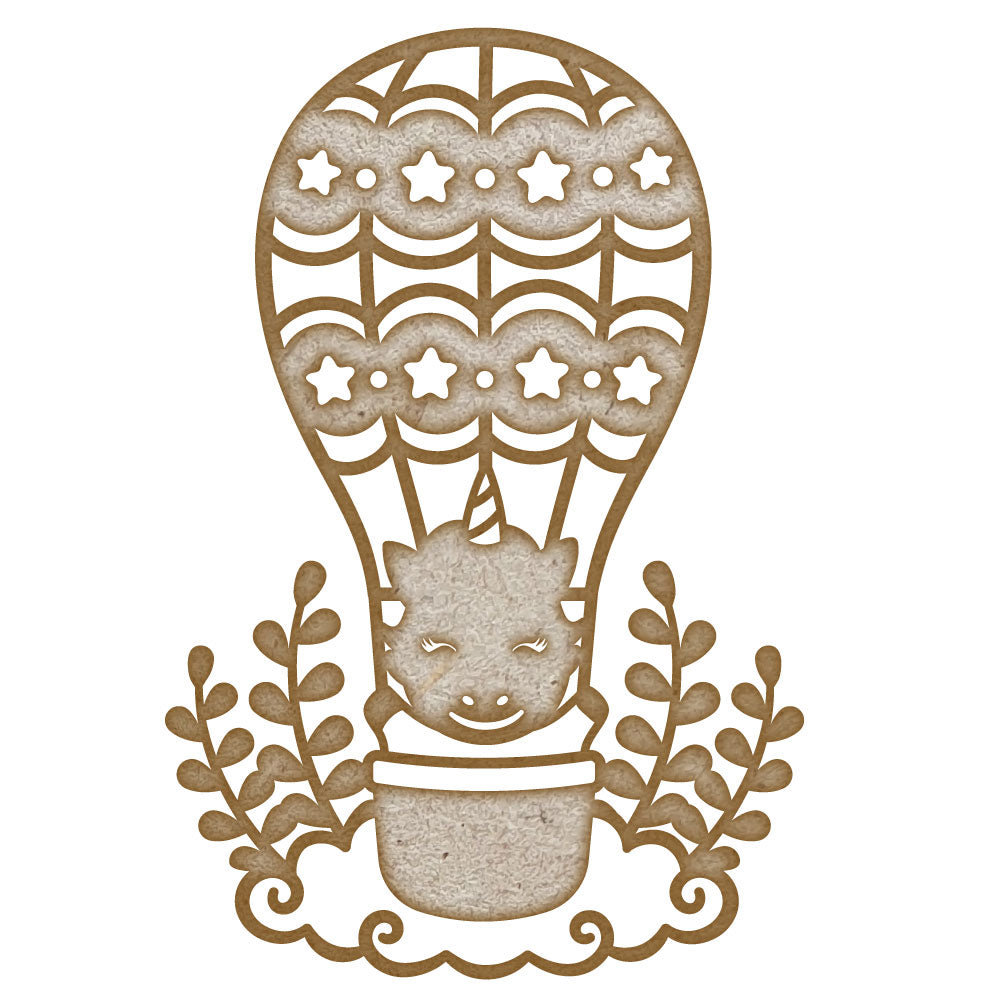 Up Up and Away Unicorn Hot Air Balloon MDF Laser Cut Craft Blanks in Various Sizes