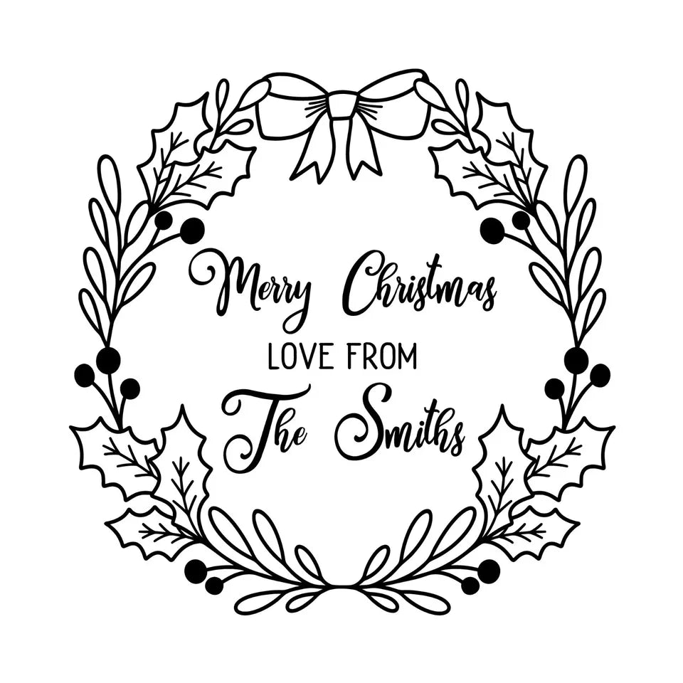 Personalised Laser Rubber Stamps - Christmas: Holly Wreath